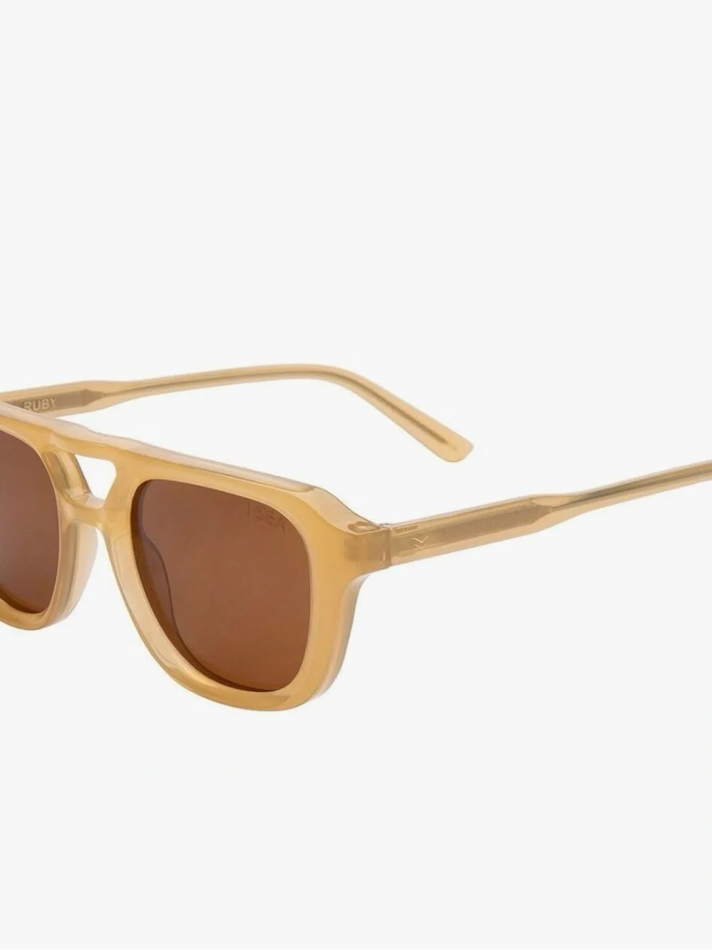 I-SEA Women's Cream Frame Brown Lens Sunglasses — Modern Keyhole Bridge
